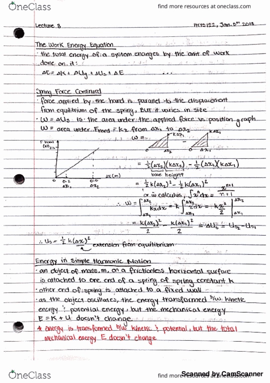 PHYS 122 Lecture 3: (01-08-18) Spring Force Continued_ Energy, Frequency, & Dynamics in SMH, thumbnail