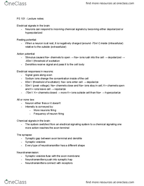 PS101 Lecture Notes - Lecture 5: Frontal Lobe, Blood Sugar, Adrenal Gland thumbnail