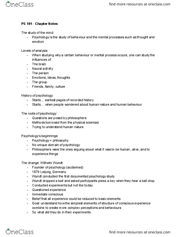 PS101 Lecture Notes - Lecture 3: The Roots, Times Square Ball, Wilhelm Wundt thumbnail