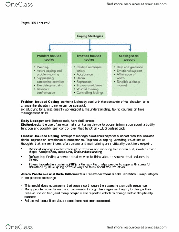 PSYCO105 Lecture Notes - Lecture 3: Abraham Maslow, Transtheoretical Model, Malingering thumbnail