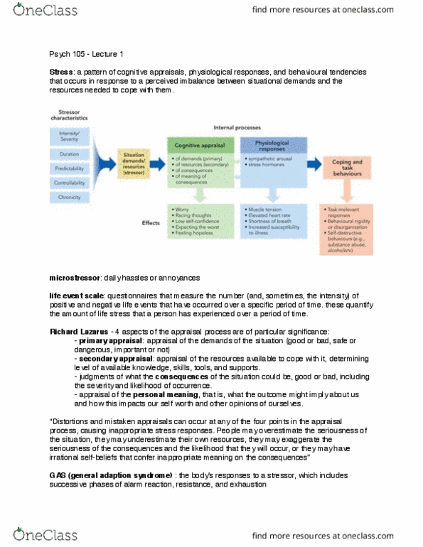 PSYCO105 Lecture Notes - Lecture 1: Sympathetic Nervous System, Psych, Catecholamine thumbnail