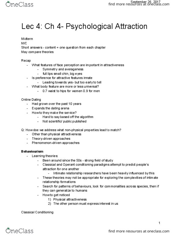 PSY 3102 Lecture Notes - Lecture 3: Trait Theory, Averageness, Egotism thumbnail