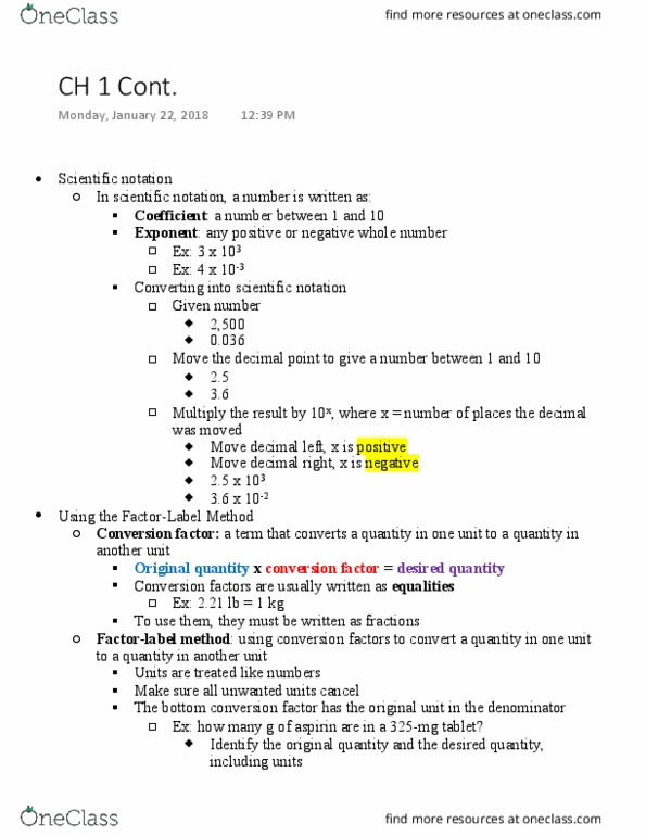 CHEM 1210 Lecture Notes - Lecture 1: Decimal Mark, Aspirin, Boiling Point thumbnail