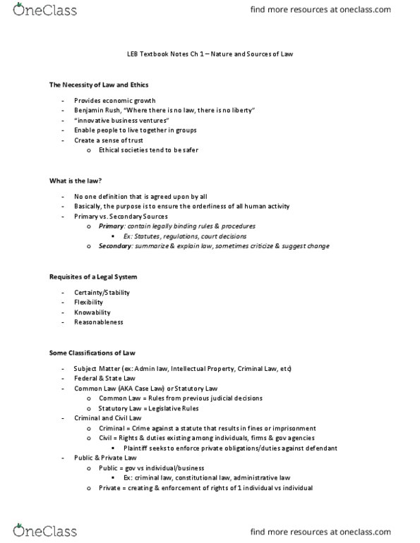 LEB 323 Chapter Notes - Chapter 1: Non-Sufficient Funds thumbnail