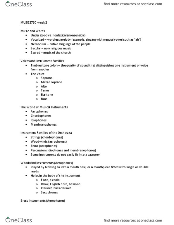 MUSI 2730 Lecture Notes - Lecture 2: Piccolo, Trombone, Brass Instrument thumbnail