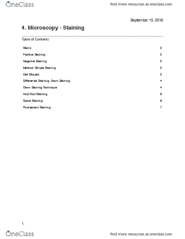 BIO 3124 Lecture Notes - Lecture 4: Micrococcus, Safranin, Acinetobacter thumbnail