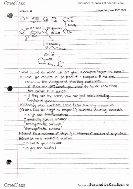 CHEM 214 Lecture 6: (01-15-18) Synthesis thumbnail