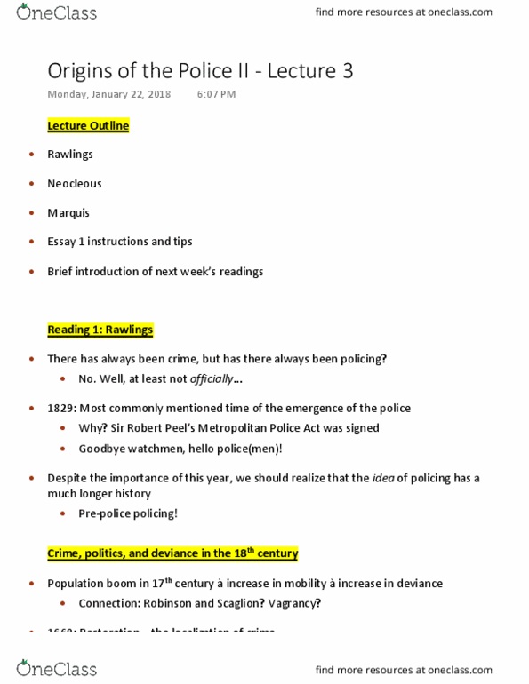 SOC326H5 Lecture Notes - Lecture 3: Proletariat, Cameralism, Turnitin thumbnail