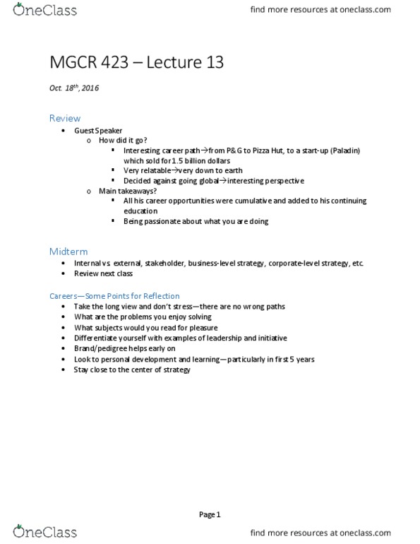 MGCR 423 Lecture Notes - Lecture 13: Market Power, Resource Allocation, Vertical Integration thumbnail