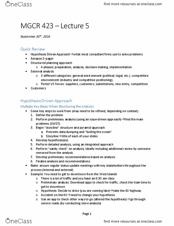MGCR 423 Lecture Notes - Lecture 5: Knowledge Base, Outsourcing, Human Capital thumbnail