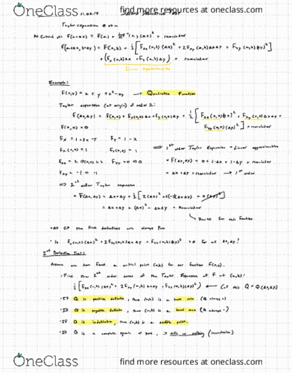 MATH 234 Lecture Notes - Lecture 24: Feta, Maxima And Minima, Taylor Series thumbnail