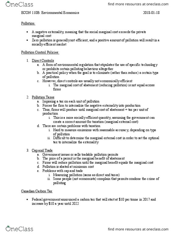 ECON 110 Lecture Notes - Lecture 28: Externality, Marginal Cost, Marginal Utility thumbnail