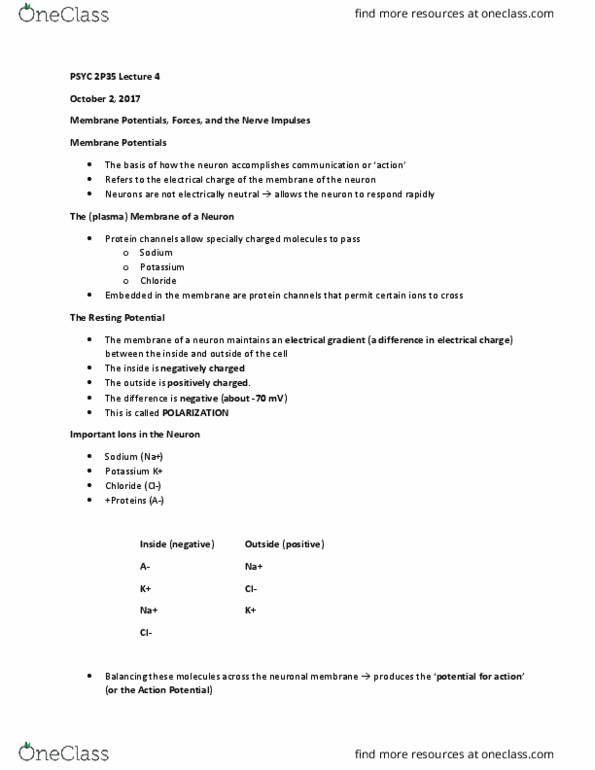 PSYC 2P35 Lecture Notes - Lecture 4: Tetraodontidae, Procaine, Saxitoxin thumbnail