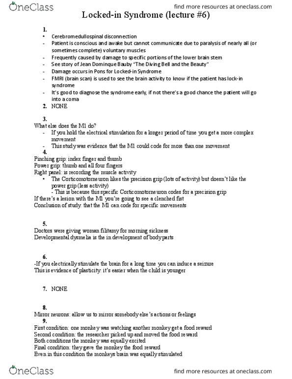 Kinesiology 1080A/B Lecture Notes - Lecture 6: Morning Sickness, Dysmelia, Mirror Neuron thumbnail