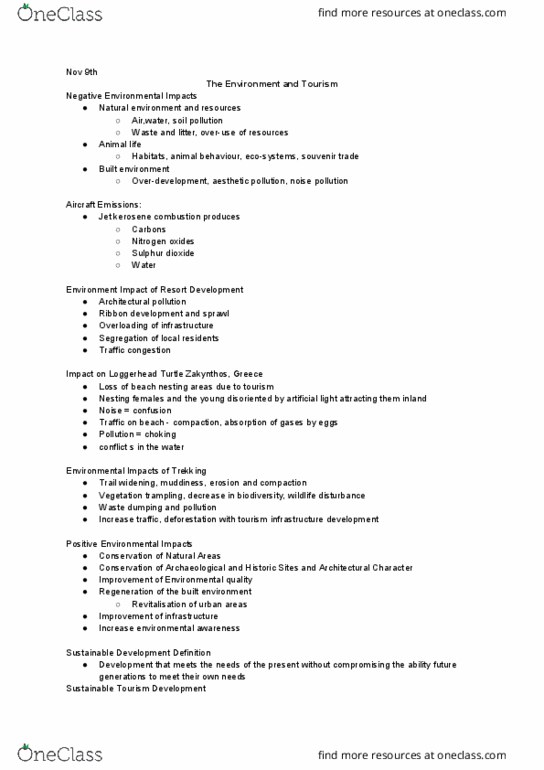 TOUR 1P91 Lecture Notes - Lecture 8: Environmental Education, Spearfishing, Environmental Resource Management thumbnail