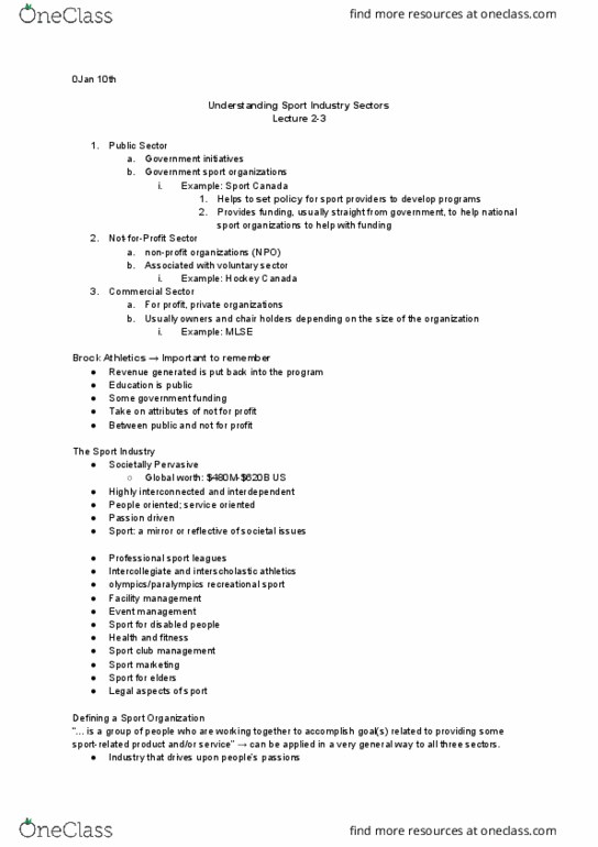 SPMA 1P92 Lecture Notes - Lecture 2: Sole Proprietorship, Sports Club, Voluntary Sector thumbnail