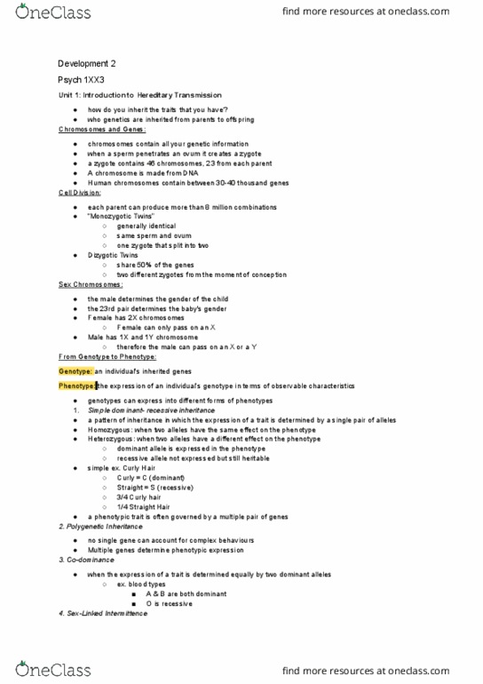 PSYCH 1XX3 Lecture Notes - Lecture 1: Behaviorism, Twin Study, Phenotypic Trait thumbnail