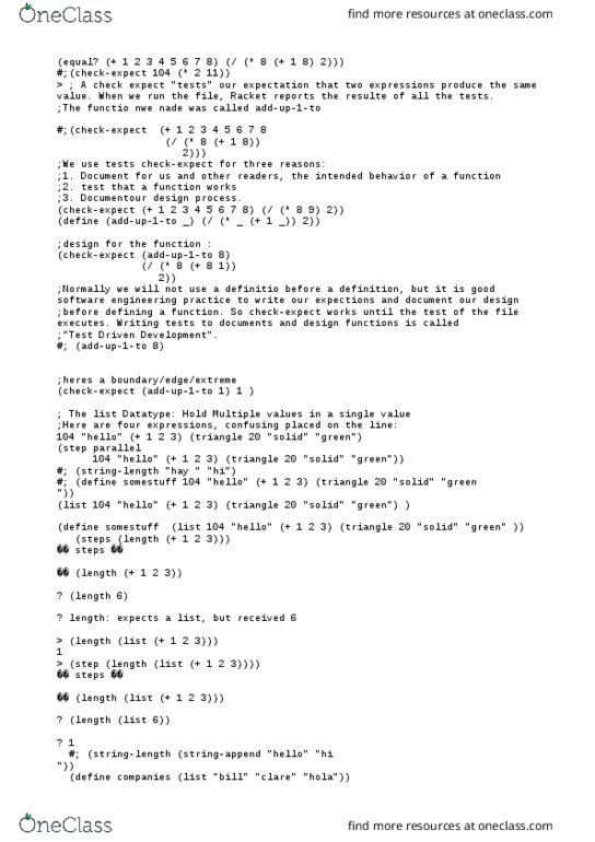 CSC104H1 Lecture Notes - Lecture 6: Test-Driven Development, Software Engineering, Data Type thumbnail