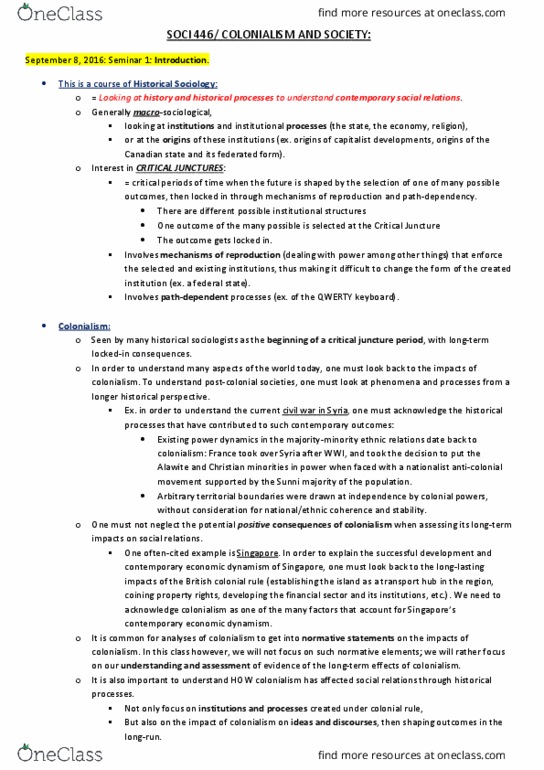 SOCI 446 Lecture Notes - Lecture 1: Syphilis, Imagined Communities, Core Countries thumbnail