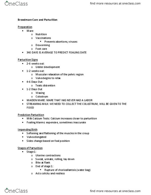 ASCI 290 Lecture Notes - Lecture 1: Chorioallantoic Membrane, Foal, Deworming thumbnail