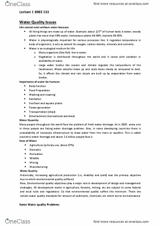 BREE 533 Lecture Notes - Lecture 1: Canadian Shield, Amu Darya, Herbicide thumbnail