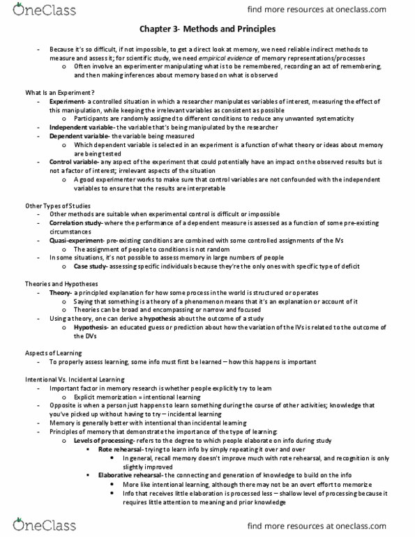 PSYCO350 Lecture Notes - Lecture 2: Normal Distribution, Implicit Memory, False Alarm thumbnail