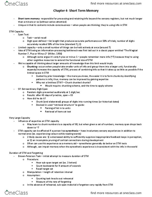 PSYCO350 Lecture Notes - Lecture 3: Motor Cortex, Free Recall, Echoic Memory thumbnail