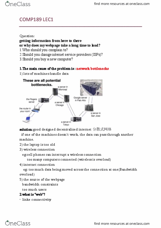 COMP 189 Lecture Notes - Lecture 1: Internet Protocol Suite, Connectionless Communication, Simple Mail Transfer Protocol thumbnail