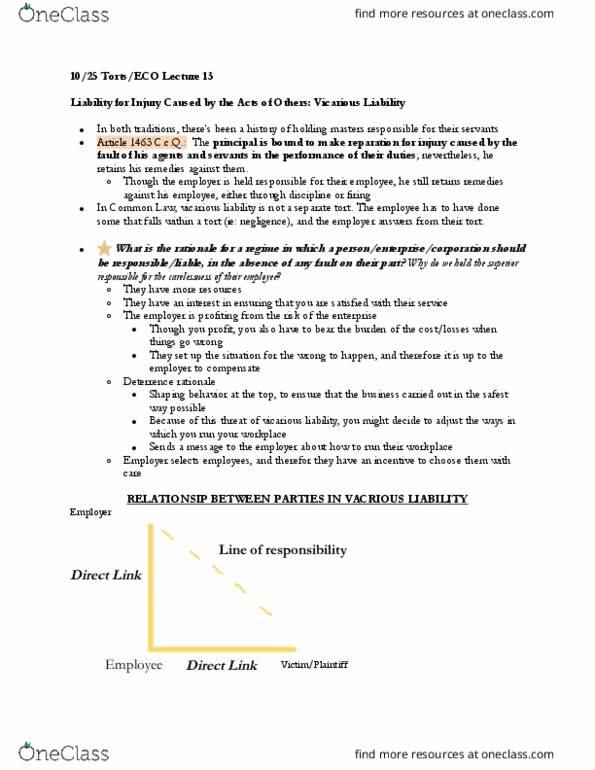 LAWG 101D1 Lecture Notes - Lecture 13: Strict Liability, The Employer thumbnail