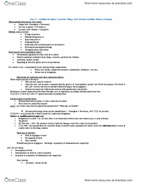 LAWG 101D2 Lecture Notes - Lecture 17: Contributory Negligence, Flash Point, Pilot Light thumbnail