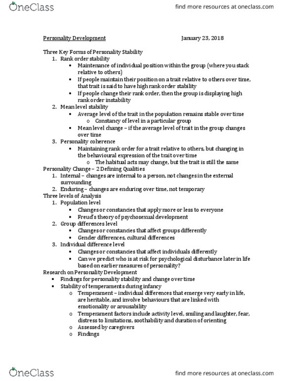 PSYC 2600 Lecture Notes - Lecture 3: Empirical Evidence, Extraversion And Introversion, Sensation Seeking thumbnail