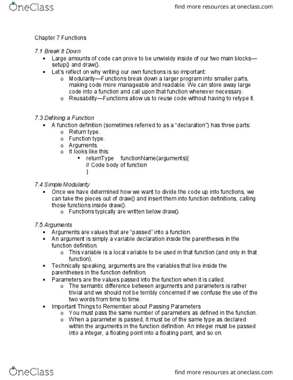 CSE 5J Lecture Notes - Lecture 7: Return Type, Local Variable, Get Myself Back thumbnail