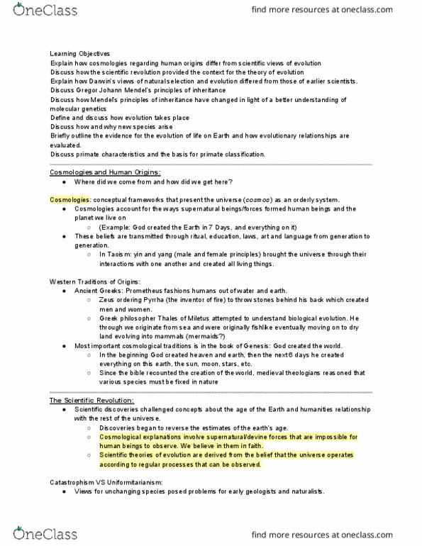 ANTH100 Chapter Notes - Chapter 2: Advantageous, Gene Pool, Mitosis thumbnail