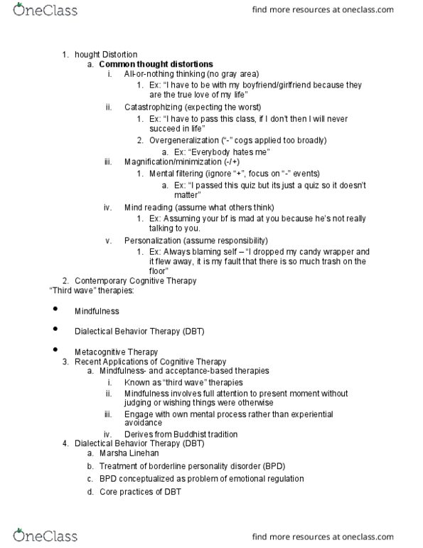 PSYC 481 Lecture Notes - Lecture 23: Bulimia Nervosa, Posttraumatic Stress Disorder, Dialectical Behavior Therapy thumbnail