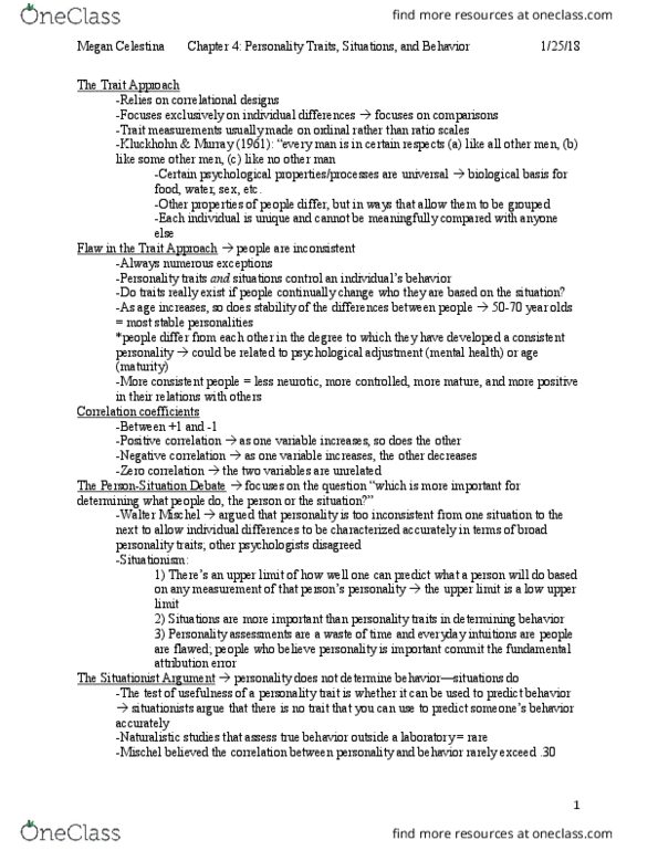 PSYC 464 Chapter Notes - Chapter 4: Conscientiousness, Substance Abuse, Statistical Significance thumbnail