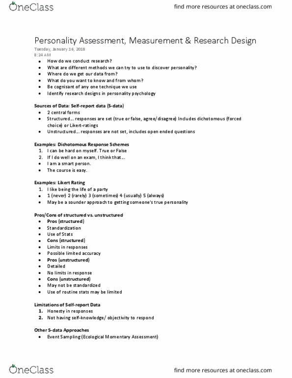 PSYC 2740 Lecture Notes - Lecture 2: Random Assignment, Discriminant, Test Data thumbnail