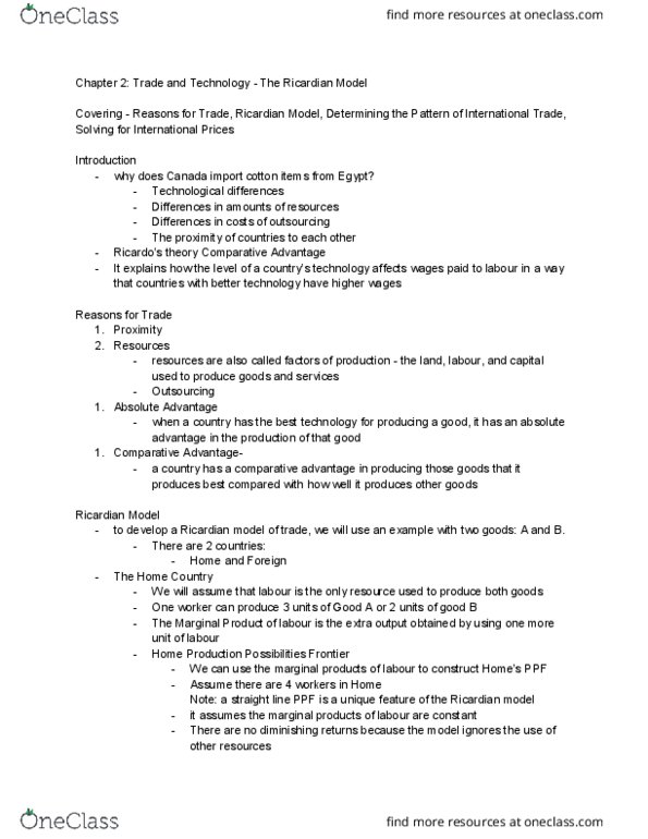 ECON 3HH3 Lecture Notes - Lecture 2: Opportunity Cost, Perfect Competition, Hans Singer thumbnail