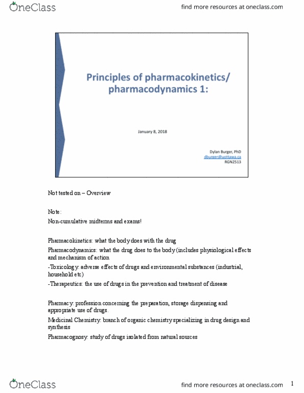 PHA 4107 Lecture Notes - Lecture 1: Portal Venous System, Theophylline, Lipid Bilayer thumbnail