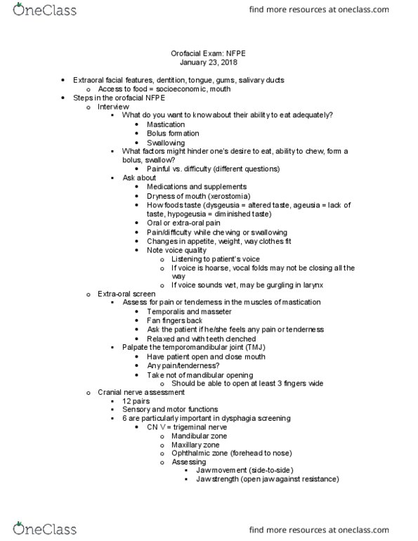 DIE 4246 Lecture Notes - Lecture 3: Cotton Swab, Micronutrient Deficiency, Temporomandibular Joint thumbnail