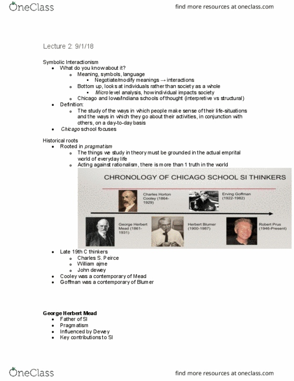 SOCPSY 2M03 Lecture Notes - Lecture 2: Intersubjectivity, George Herbert Mead, Herbert Blumer thumbnail
