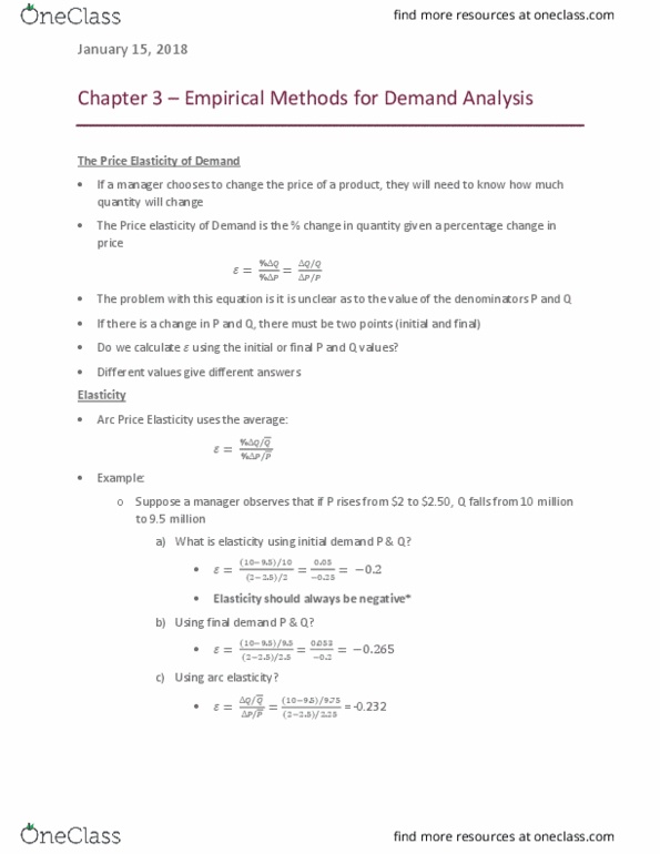 EC260 Lecture Notes - Lecture 4: Arc Elasticity, Regression Analysis, Dependent And Independent Variables thumbnail