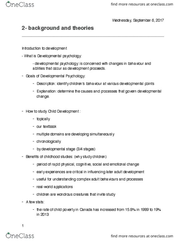 PSY 2105 Lecture Notes - Lecture 2: 6 Years, Heredity, Erogenous Zone thumbnail