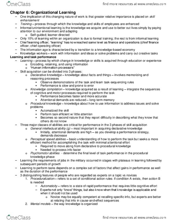 Psychology 2660A/B Chapter Notes - Chapter 6: Procedural Knowledge, Programmed Learning, Descriptive Knowledge thumbnail