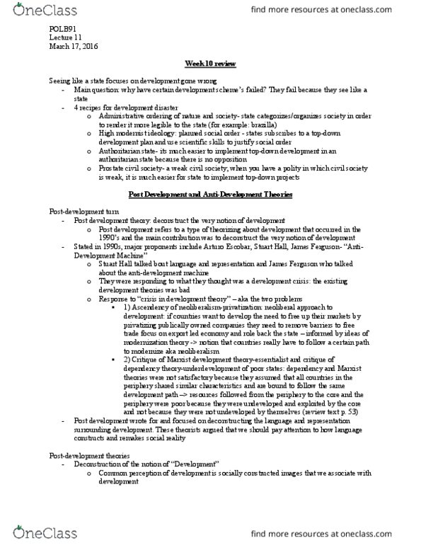 POLB91H3 Lecture Notes - Lecture 11: Masculinity, Marshall Plan, Robert D. Putnam thumbnail