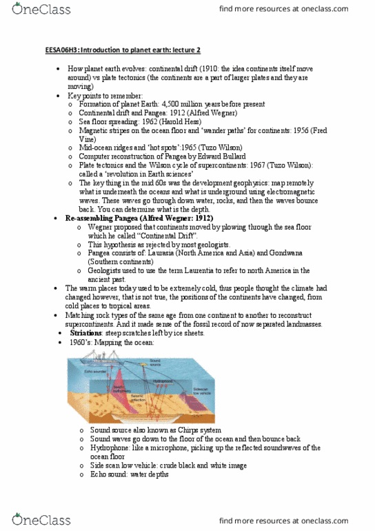 EESA06H3 Lecture Notes - Lecture 2: Paleomagnetism, Subduction, Bathymetry thumbnail