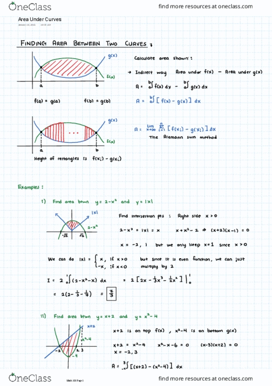 MATH 101 Lecture 6: Area Bounded by Curves thumbnail