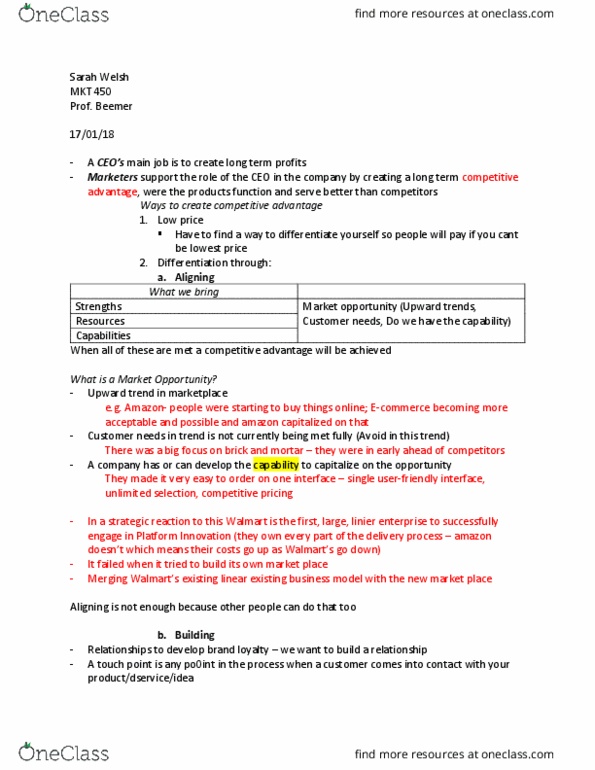 MKT-450 Lecture Notes - Lecture 1: Kroger, Decision-Making, Whole Foods Market thumbnail