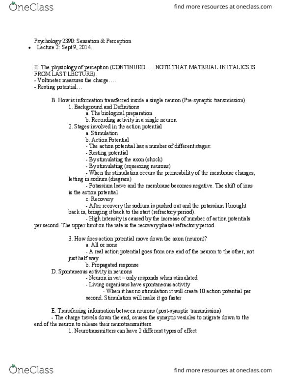 PSYC 2390 Lecture Notes - Lecture 2: Aspirin, Absolute Threshold, Barbiturate thumbnail