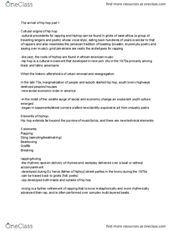 MUSI 2520 Lecture Notes - Lecture 10: Electronic Musical Instrument, Positive Force, Redd Foxx thumbnail