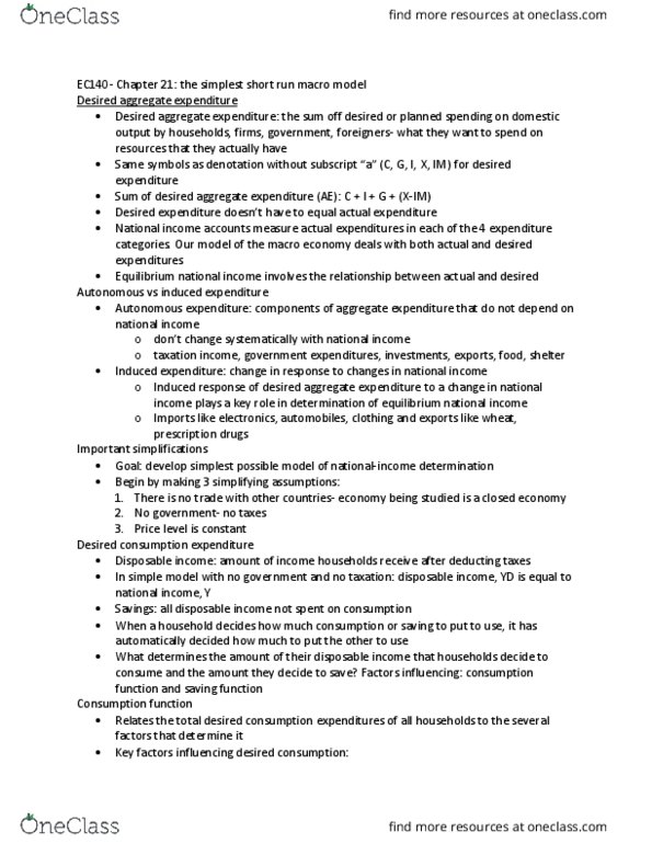 EC140 Chapter Notes - Chapter 21: Opportunity Cost, Global Recession, Retained Earnings thumbnail